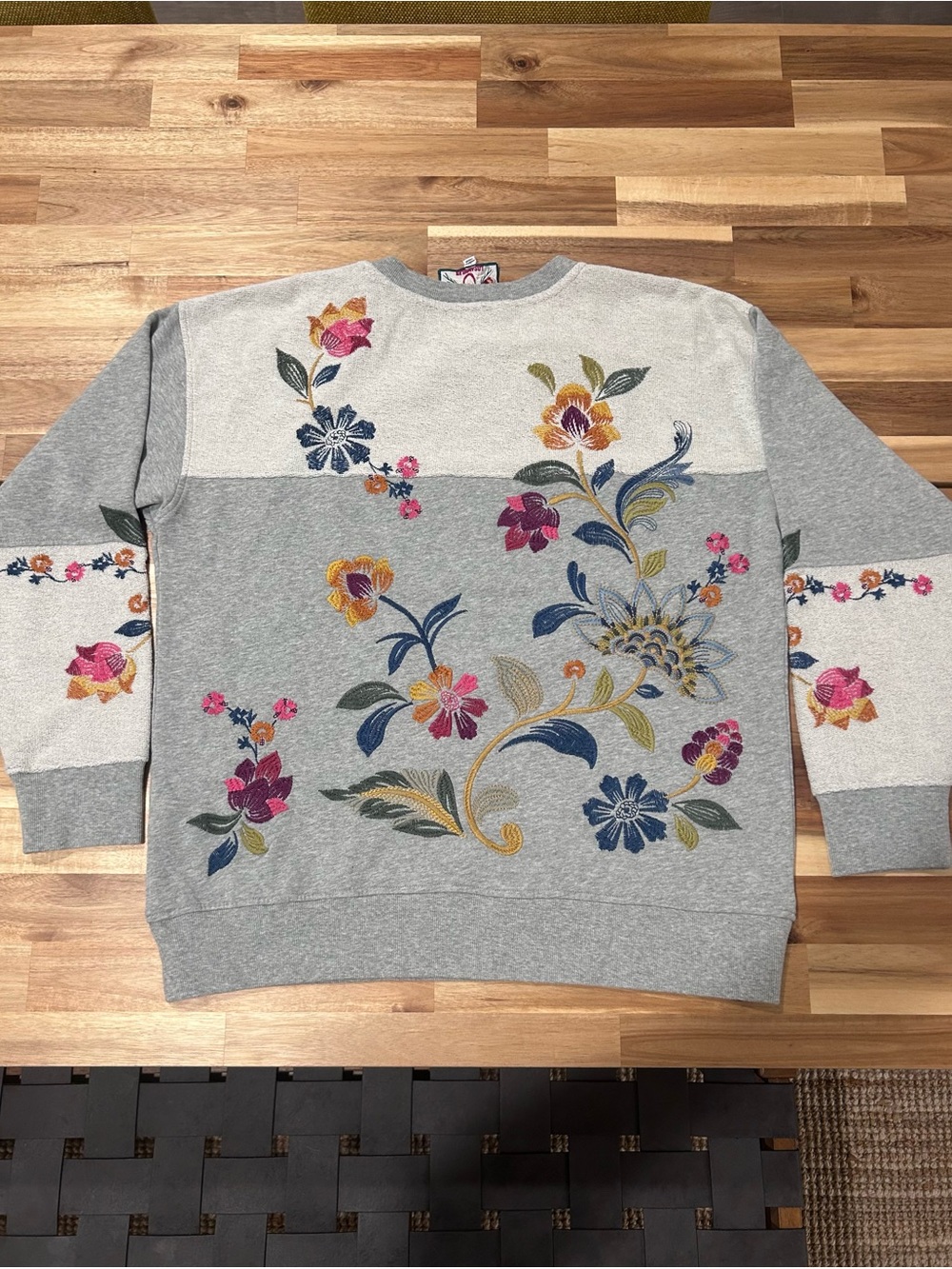 Johnny Was Gray Floral Embroidered Crewneck Sweater - Gray - Picture 11 of 11
